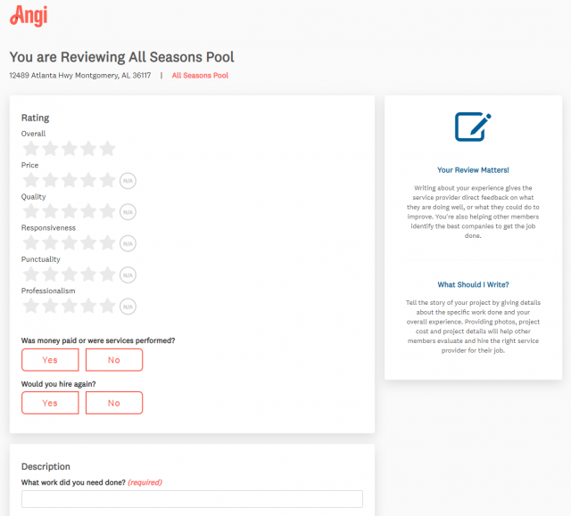 Angi Review Example 1