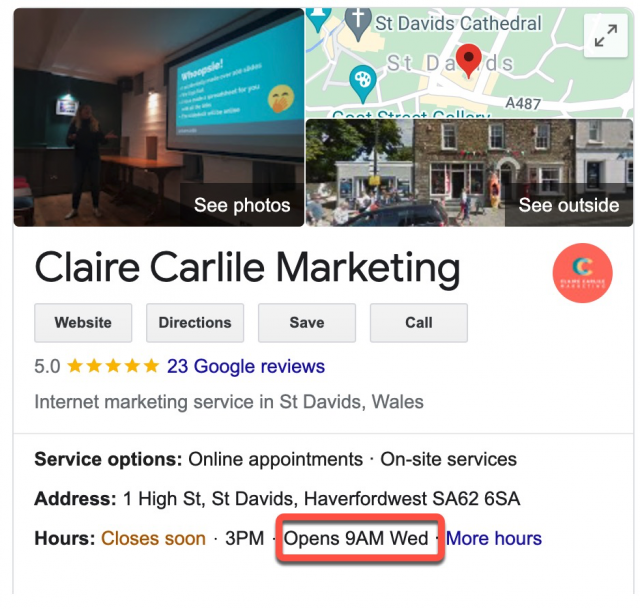 Claire Carlile Marketing - Opens 9am