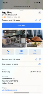 Egg Shop Apple Maps