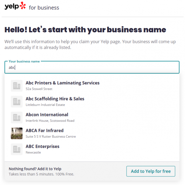 Claim your Yelp profile