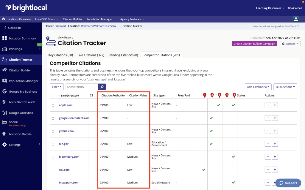 Competitor citations